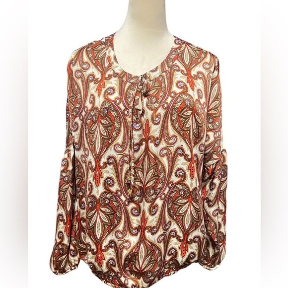 MICHAEL Michael Kors Tops - MICHAEL Michael Kors Paisley Blouse in Red and Brown
